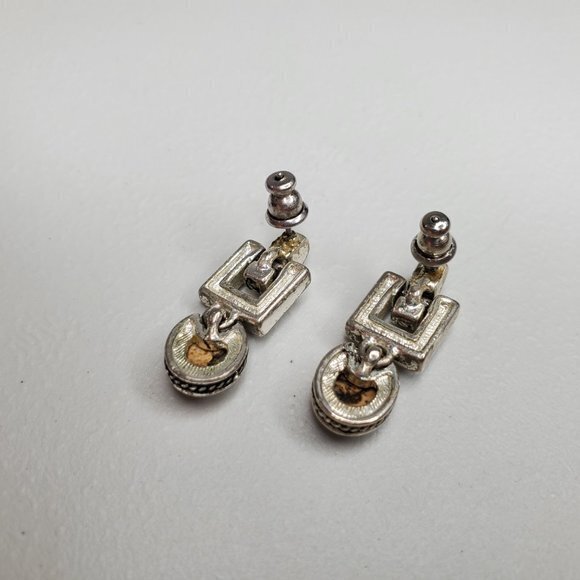 Jasper Vintage Brown Stone‎ Earrings Silver Tone Br - Picture 5 of 7